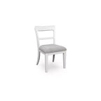 Chaises de salle à manger capitonnées, lot de 2, cadre en bois blanc avec sièges en polyester, style bistrot de ferme