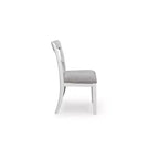 Chaises de salle à manger capitonnées, lot de 2, cadre en bois blanc avec sièges en polyester, style bistrot de ferme