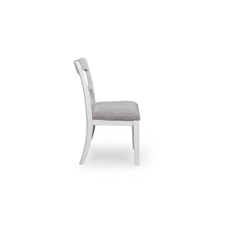 Chaises de salle à manger capitonnées, lot de 2, cadre en bois blanc avec sièges en polyester, style bistrot de ferme