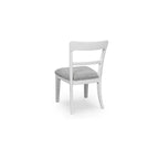 Chaises de salle à manger capitonnées, lot de 2, cadre en bois blanc avec sièges en polyester, style bistrot de ferme