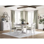 Chaises de salle à manger capitonnées, lot de 2, cadre en bois blanc avec sièges en polyester, style bistrot de ferme