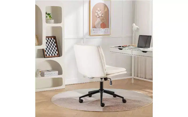 Chaise de bureau pivotante réglable avec assise large, chaise de bureau ergonomique en cuir PU, chaise de bureau à domicile ou de coiffeuse