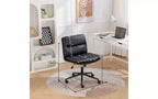 Chaise de bureau pivotante réglable avec assise large, chaise de bureau ergonomique en cuir PU, chaise de bureau à domicile ou de coiffeuse