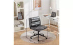 Chaise de bureau pivotante réglable avec assise large, chaise de bureau ergonomique en cuir PU, chaise de bureau à domicile ou de coiffeuse