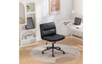 Chaise de bureau pivotante réglable avec assise large, chaise de bureau ergonomique en cuir PU, chaise de bureau à domicile ou de coiffeuse