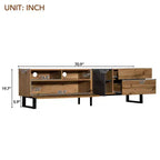 Meuble TV pour téléviseurs jusqu'à 80 pouces, meuble console TV moderne avec porte abattante, compartiments de rangement et 2 tiroirs
