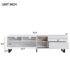 Meuble TV pour téléviseurs jusqu'à 80 pouces, meuble console TV moderne avec porte abattante, compartiments de rangement et 2 tiroirs