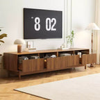 Meuble TV moderne pour téléviseurs jusqu'à 85 pouces, meuble de divertissement en bois avec 4 tiroirs, console média cannelée pour chambre à coucher, salon