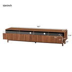 Meuble TV moderne pour téléviseurs jusqu'à 85 pouces, meuble de divertissement en bois avec 4 tiroirs, console média cannelée pour chambre à coucher, salon