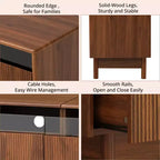 Meuble TV moderne pour téléviseurs jusqu'à 85 pouces, meuble de divertissement en bois avec 4 tiroirs, console média cannelée pour chambre à coucher, salon