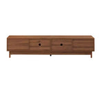 Meuble TV moderne pour téléviseurs jusqu'à 85 pouces, meuble de divertissement en bois avec 4 tiroirs, console média cannelée pour chambre à coucher, salon
