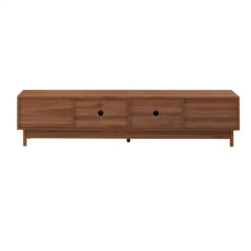 Meuble TV moderne pour téléviseurs jusqu'à 85 pouces, meuble de divertissement en bois avec 4 tiroirs, console média cannelée pour chambre à coucher, salon