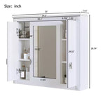 Armoire murale de salle de bain de 35 pouces, armoire à pharmacie murale avec miroir et étagères réglables, meuble de rangement de salle de bain au-dessus des toilettes