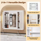 Armoire murale de salle de bain de 35 pouces, armoire à pharmacie murale avec miroir et étagères réglables, meuble de rangement de salle de bain au-dessus des toilettes