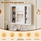 Armoire murale de salle de bain de 35 pouces, armoire à pharmacie murale avec miroir et étagères réglables, meuble de rangement de salle de bain au-dessus des toilettes