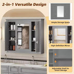 Armoire murale de salle de bain de 35 pouces, armoire à pharmacie murale avec miroir et étagères réglables, meuble de rangement de salle de bain au-dessus des toilettes