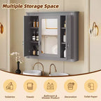 Armoire murale de salle de bain de 35 pouces, armoire à pharmacie murale avec miroir et étagères réglables, meuble de rangement de salle de bain au-dessus des toilettes