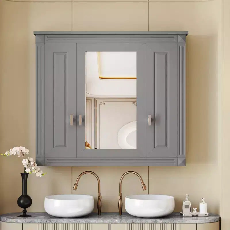 35 Inch Bathroom Wall Cabinet, Wall Mounted Medicine Cabinet with Mirror & Adjustable Shelves, Over Toilet Storage Cabinet for Bathroom