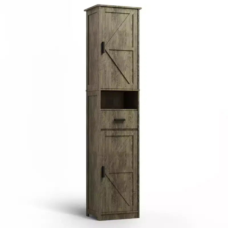 Meuble de salle de bain 69, armoire haute moderne au sol avec 1 tiroir, 2 portes et étagères réglables, meuble de rangement étroit pour la maison, la cuisine