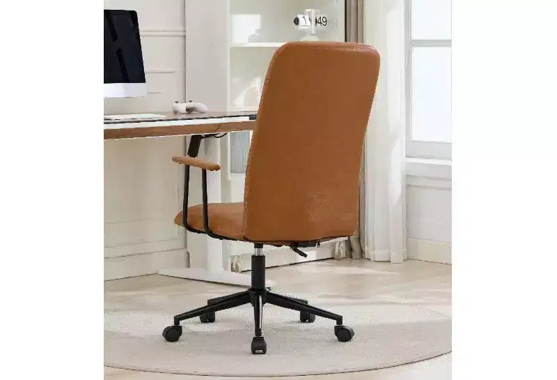 Fauteuil de bureau pivotant à dossier haut, chaise de bureau ergonomique avec vérin à gaz réglable, chaise de bureau à domicile en cuir PU avec accoudoirs et roulettes