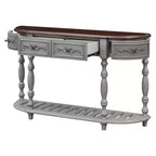 Table console incurvée classique de 52 po avec 4 tiroirs et étagère inférieure, table d'entrée en bois massif avec grand espace de rangement pour couloir, salon