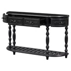 Table console incurvée classique de 52 po avec 4 tiroirs et étagère inférieure, table d'entrée en bois massif avec grand espace de rangement pour couloir, salon