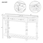 Table console incurvée classique de 52 po avec 4 tiroirs et étagère inférieure, table d'entrée en bois massif avec grand espace de rangement pour couloir, salon