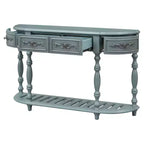 Table console incurvée classique de 52 po avec 4 tiroirs et étagère inférieure, table d'entrée en bois massif avec grand espace de rangement pour couloir, salon