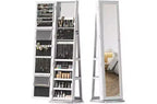 Miroir pleine longueur pivotant à 360° avec base rotative stable, miroir sur pied avec armoire à bijoux pour entrée, salon, chambre à coucher