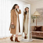 Miroir pleine longueur pivotant à 360° avec base rotative stable, miroir sur pied avec armoire à bijoux pour entrée, salon, chambre à coucher
