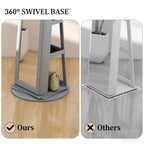 Miroir pleine longueur pivotant à 360° avec base rotative stable, miroir sur pied avec armoire à bijoux pour entrée, salon, chambre à coucher