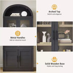 Grand meuble de rangement moderne à arche de 183 cm – Étagère à 6 niveaux avec 2 portes en verre et 2 portes en bois pour salon/cuisine/bureau