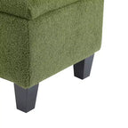 Banc de rangement ottoman en tissu bouclette vert de 51'' avec capitonnage et pieds en bois d'hévéa