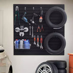 Panneaux muraux à lattes, 1,2 x 1,2 m, en PVC pour garage avec conception modulaire, panneau à lattes réglable facile à installer, noir