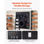 Panneaux muraux à lattes, 1,2 x 1,2 m, en PVC pour garage avec conception modulaire, panneau à lattes réglable facile à installer, noir