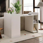 Table de salle à manger pliante 50 cm avec 10 armoires de rangement, à rallonges avec 2 étagères et 4 roulettes, bureau multifonctionnel pour la maison