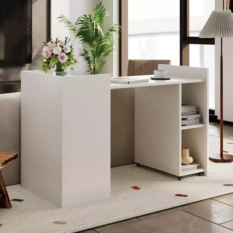 Table de salle à manger pliante 50 cm avec 10 armoires de rangement, à rallonges avec 2 étagères et 4 roulettes, bureau multifonctionnel pour la maison
