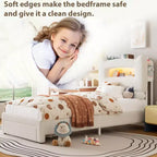 Cadre de lit LED rembourré, lit plateforme avec tiroirs et tête de lit de rangement pour enfants/filles/garçons, support robuste, sommier tapissier non requis