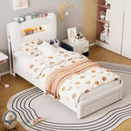 Cadre de lit LED rembourré, lit plateforme avec tiroirs et tête de lit de rangement pour enfants/filles/garçons, support robuste, sommier tapissier non requis