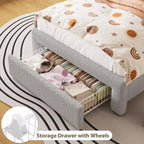 Cadre de lit LED rembourré, lit plateforme avec tiroirs et tête de lit de rangement pour enfants/filles/garçons, support robuste, sommier tapissier non requis